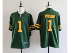 Green Bay Packers #1 Micah Parsons Green with Yello Number Throwback Limited Jersey