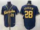 Milwaukee Brewers #28 Andrew Vaughn Navy Blue Limited Jersey