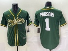 Green Bay Packers #1 Micah Parsons Green Baseball Jersey