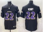 Baltimore Ravens #22 Derrick Henry Black with Purple Number Fashion Limited Jersey