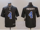 Dallas Cowboys #4 Dak Prescott Black with Blue Number Fashion Limited Jersey