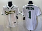 Green Bay Packers #1 Micah Parsons White Baseball Jersey