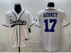 Dallas Cowboys #17 Brandon Aubrey White Baseball Jersey