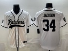 Las Vegas Raiders #34 Bo Jackson White Baseball Jersey