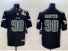 Philadelphia Eagles #98 Jalen Carter Black with Green Number Fashion Super Bowl Patch Limited Jersey