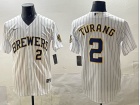 Milwaukee Brewers #2 Brice Turang White Pinstripes Limited Jersey
