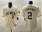 Milwaukee Brewers #2 Brice Turang Cream Pinstripes Limited Jersey