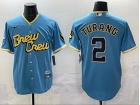 Milwaukee Brewers #2 Brice Turang Baby Blue City Connect Jersey