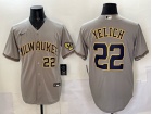 Milwaukee Brewers #22 Christian Yelich Grey Players Limited Jersey