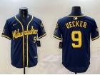 Milwaukee Brewers #9 Bob Uecker Navy Blue Players Limited Jersey