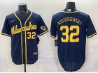 Milwaukee Brewers #32 Jacob Misiorowski Navy Players Limited Jersey