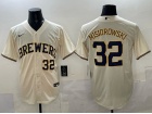 Milwaukee Brewers #32 Jacob Misiorowski Cream Players Limited Jersey