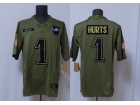 Philadelphia Eagles #1 Jalen Hurts Green 2025 Salute to Service Limited Jersey