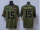 Kansas City Chiefs #15 Patrick Mahomes Green 2025 Salute to Service Limited Jersey