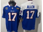 Buffalo Bills #17 Josh Allen Blue with White Shoulders/Patches Limited Jersey