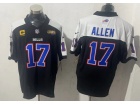 Buffalo Bills #17 Josh Allen Black with White Shoulders/Patches Limited Jersey