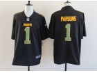 Green Bay Packers #1 Micah Parsons Black with Green Number Fashion Limited Jersey