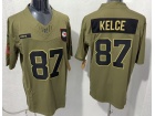 Kansas City Chiefs #87 Travis Kelce Green 2025 Salute to Service Limited Jersey