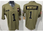 Kansas City Chiefs #1 Xavier Worthy Green 2025 Salute to Service Limited Jersey