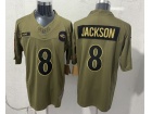 Baltimore Ravens #8 Lamar Jackson Green 2025 Salute to Service Limited Jersey
