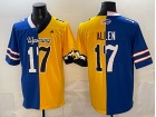 Buffalo Bills Wyoming Cowboys #17 Josh Allen Blue/Gold Split Vapor Limited Jersey