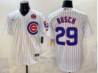 Chicago Cubs #29 Michael Busch White Pinstripes Cool Base Jersey
