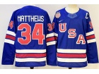 Team USA #34 Auston Matthews Blue 2026 Winter Olympics Jersey