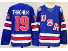 Team USA #19 Matthew Tkachuk Blue 2026 Winter Olympics Jersey