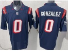 New England Patriots #0 Christian Gonzalez Navy Throwback Limited Jersey