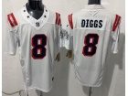 New England Patriots #8 Stefon Diggs White Throwback Limited Jersey