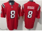 New England Patriots #8 Stefon Diggs Red Throwback Limited Jersey