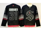 Fanatics Seattle Kraken #31 Philipp Grubauer Black Alternate Glow-In-The-Dark Premium Jersey