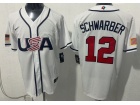 Team USA #12 Kyle Schwarber White 2026 World Baseball Classic Jersey