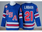 Team USA #21 Dylan Larkin Blue 2026 Winter Olympics Jersey