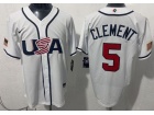 Team USA #5 Ernie Clement White 2026 World Baseball Classic Jersey