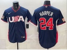 Team USA #24 Bryce Harper Navy 2026 World Baseball Classic Jersey