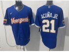 Venezuela #21 Ronald Acuña Jr. Blue World Baseball Classic Jersey
