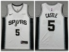 San Antonio Spurs #5 Stephon Castle White Jersey