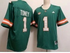Miami Hurricanes #1 Malachi Toney Green F.U.S.E Limited Jersey