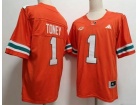 Miami Hurricanes #1 Malachi Toney Orange F.U.S.E Limited Jersey
