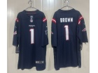 New England Patriots #1 A.J. Brown Navy Limited Jersey