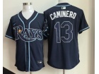 Tampa Bay Rays #13 Junior Caminero Navy Cool Base Jersey