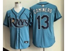 Tampa Bay Rays #13 Junior Caminero Light Blue Cool Base Jersey