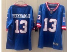 New York Giants #13 Odell Beckham Jr Blue Throwback Limited Jersey