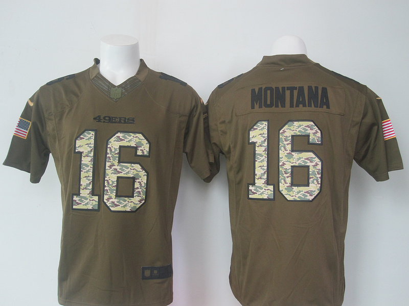 San Francisco 49ers #16 Joe Montana Green Salute to Service Limited Jerseys
